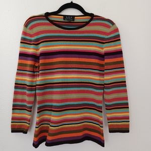 David Meister cashmere striped pullover with 3/4 sleeves